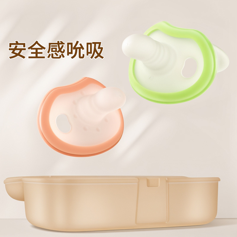 Baby food-grade liquid silicone pacifier, anti-sucking, ultra-light, baby pacifier, no blushing, young age details Picture