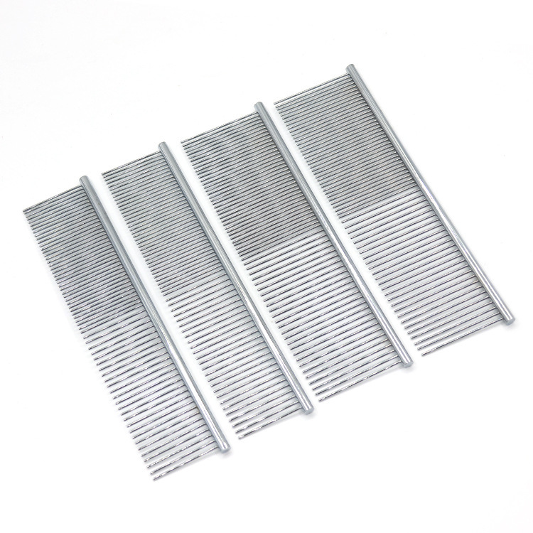 Wholesale stainless steel straight comb for dog cleaning and grooming, a dual-purpose hair and lice removal tool comb for pets Item Picture