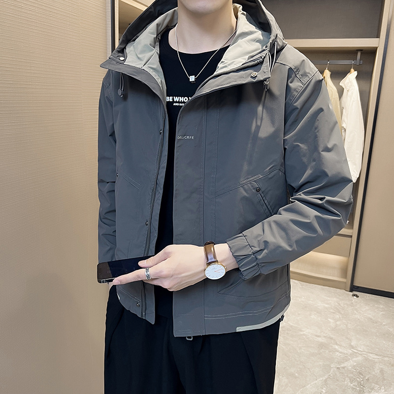 Hooded jackets for men, new trendy trench coats for spring and autumn, thickened workwear for men, and casual men's clothing for autumn and winter Specification image
