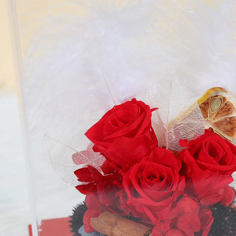 Eternal rose glass cover decoration feather hydrangea gift box decoration mother Valentine's Day gift wholesale Application Scenario