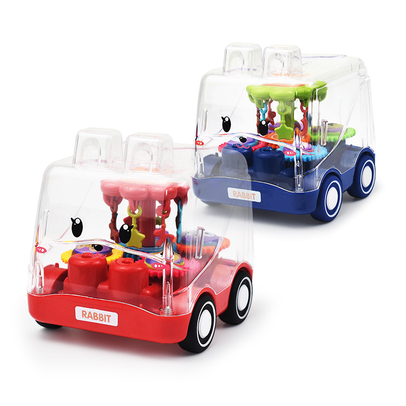 儿童透明卡通逗萌齿轮小车双向惯性滑行玩具车 360°旋转耐摔礼品详情图5