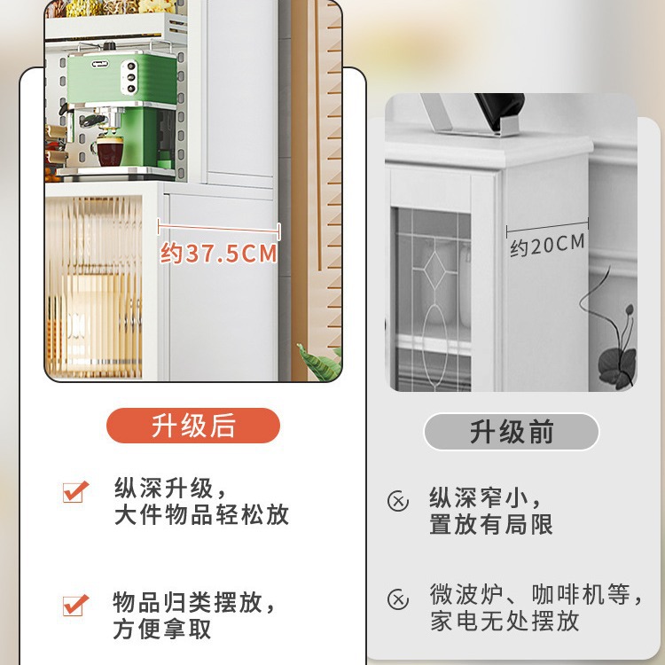 Side Cabinet Storage Rack Kitchen Floor Multi-Layer Cabinet Storage Cupboard Pvc With Door Multi-Function Microwave Oven Storage Application Scenario