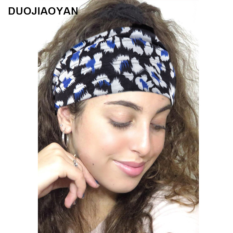 Wholesale of new cross-border elastic wide-edge sports hair bands from Europe and America, milk silk leopard print women's hair bands, sweat-absorbing hair ties Specification drawing