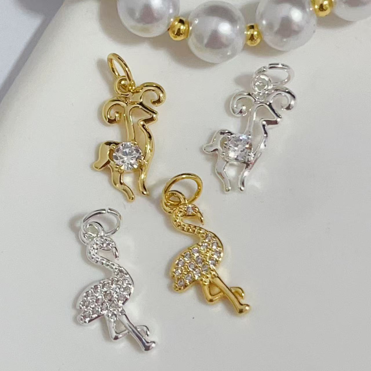 DIY necklace, electric real gold flower pendant, simple garland inlaid zircon pendant, retro cross jewelry accessory