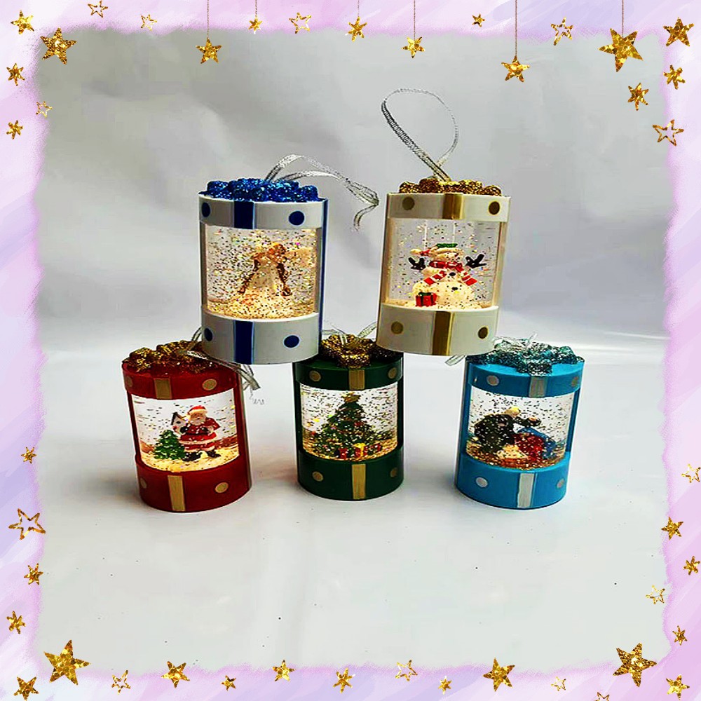 Christmas Circle Gift Bag Water Interior Characters Small Wind Lamp Tabletop Decoration Christmas Scene Layout Mall Decorations