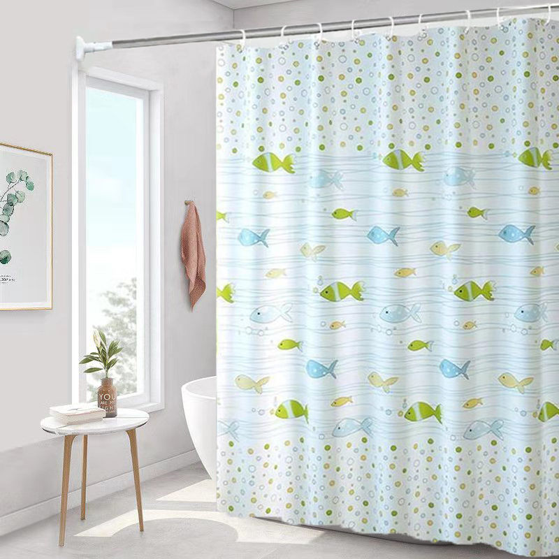 Shower Curtain Waterproof Mildew Resistant Thickened Bathroom Curtain Set Bathroom Perforation-Free Partition Curtain Door Curtain Window Curtain Cross-Border Application Scenario