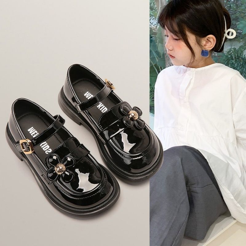女童公主鞋皮鞋春秋儿童单鞋软底英伦风黑色学生童鞋小女孩乐福鞋