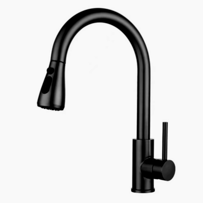 Cross-Border Foreign Trade Version 304 Stainless Steel Drawing Black Flat Three-Way Kitchen Wash Basin Sink Pumping Hot And Cold Water Faucet details Picture