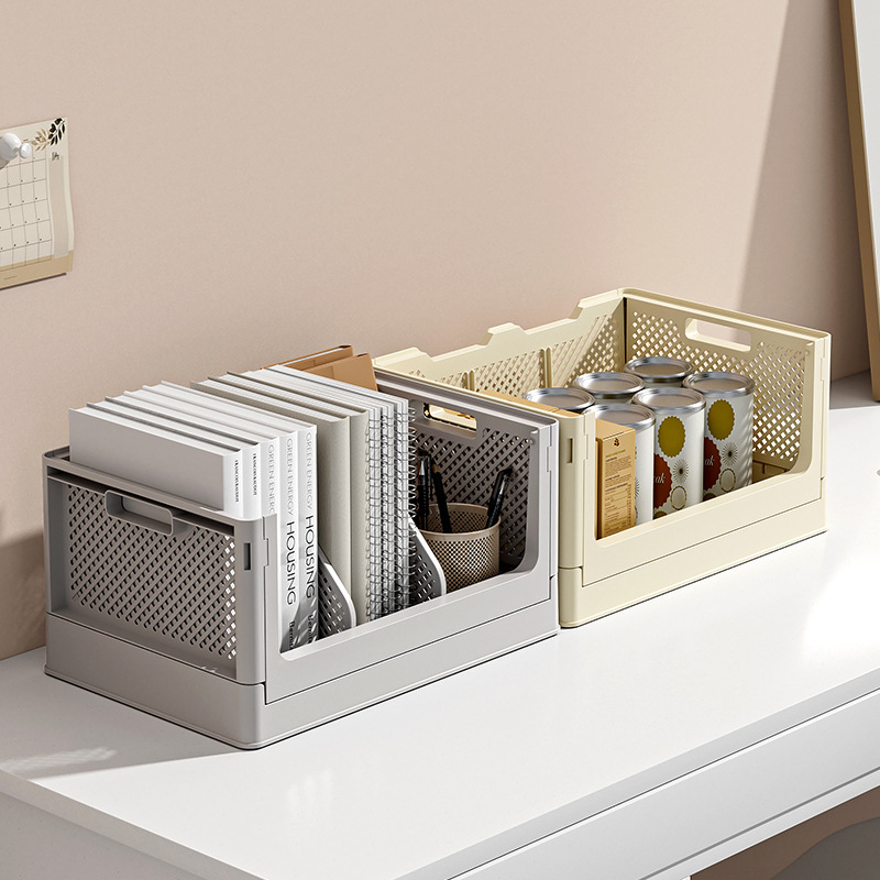 Collapsible storage basket Household desktop clutter storage basket Dormitory book storage frame desk storage box storage basket Specification drawing