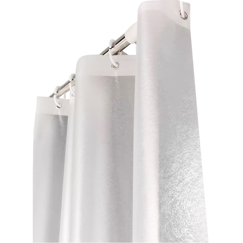3D Bathroom Shower Curtain Perforation-Free Waterproof Cloth Translucent Curtain Thickened Bathroom Partition Curtain Hanging Curtain Japanese Bath Cover Item Picture
