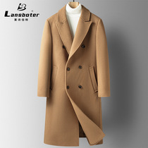 New Autumn/winter double breasted over the knee long wool coat men's heavy wool coat trench coat large size