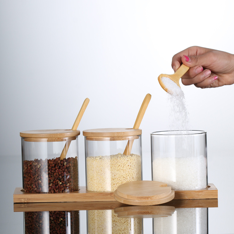 Japanese High Borosilicate Glass Seasoning Box Combination Set Of Household Kitchen Supplies Sugar And Salt Jar Seasoning Bottle Storage Box Specification drawing