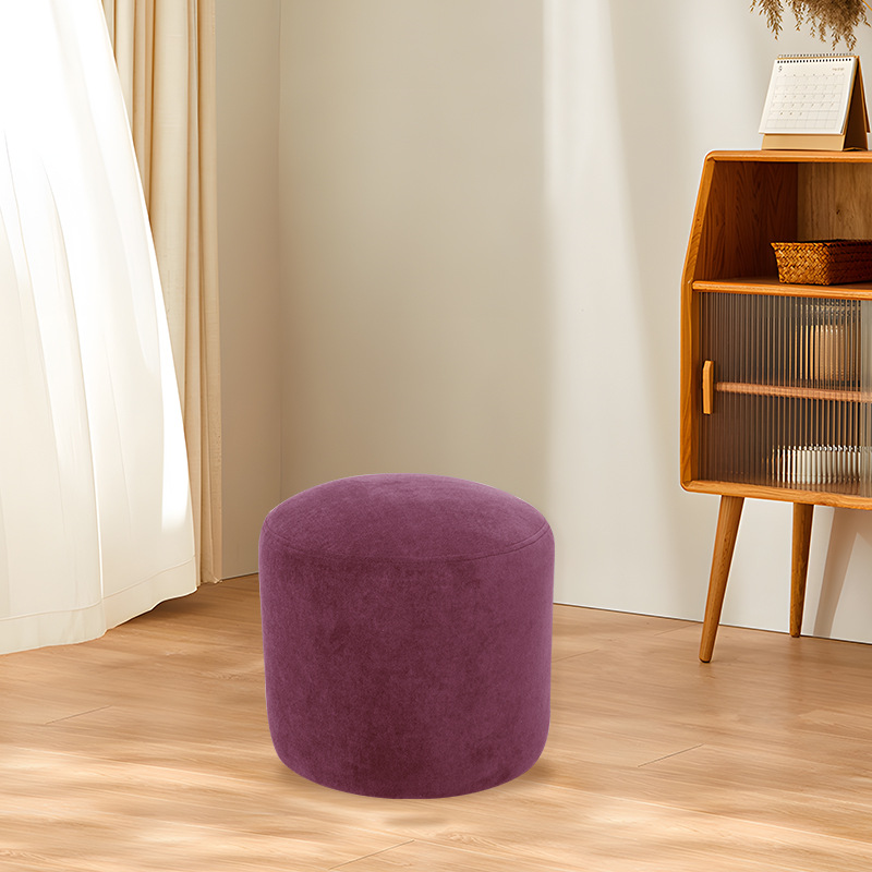 Small stools, household footstool, bedroom entrance shoe-changing stool, simple living room coffee table, round stool, velvet stool, dressing stool details Picture