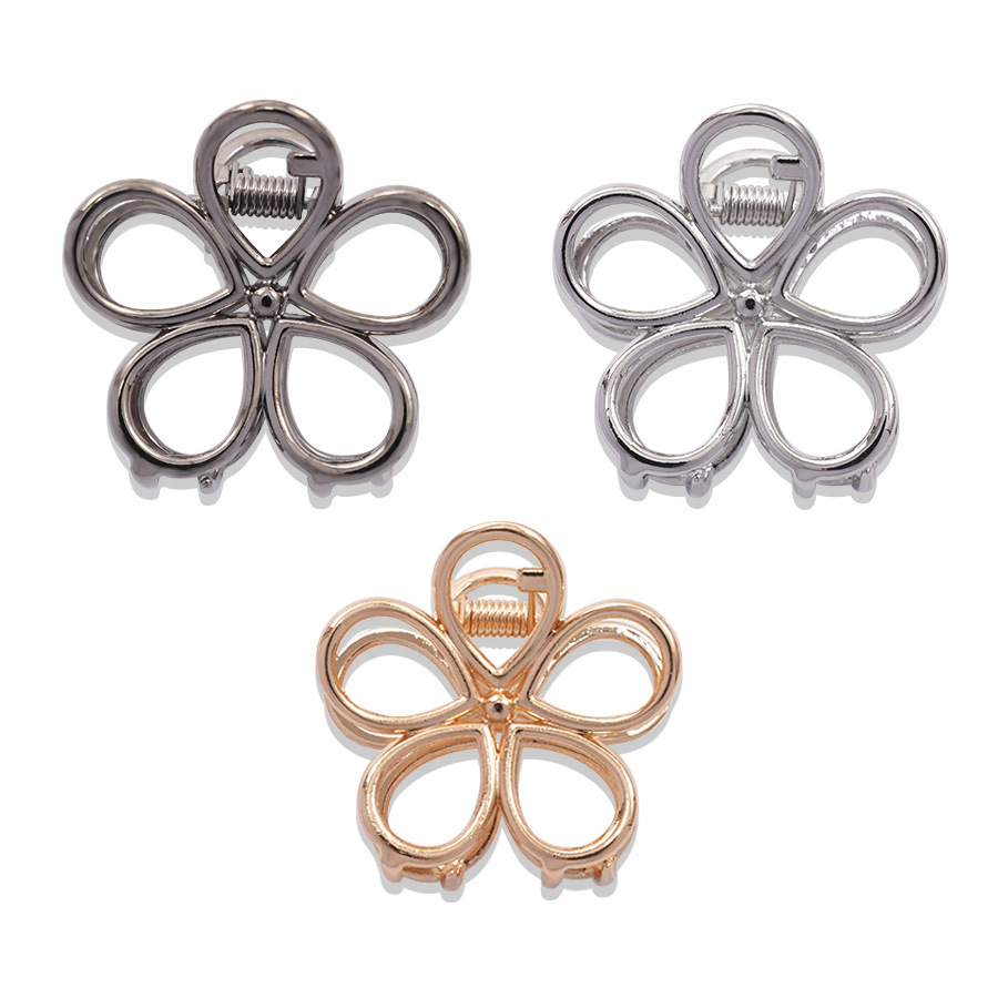 跨境欧美风发夹花朵小号抓夹头饰女盘发后脑勺合金发抓半扎鲨鱼夹白底实物图