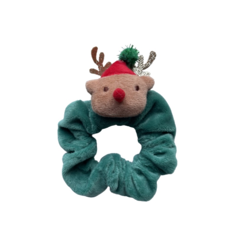 Cross-border Christmas hair band, new European and American pig large intestine hair band, Santa Claus cartoon head reindeer hair band headwear, cotton stuffed doll cute hair band atmosphere accessory Specification image