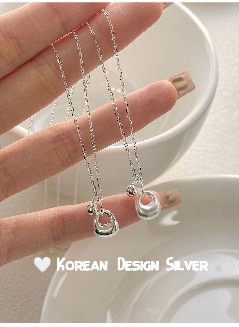 s925纯银银坨子银珠项链女精致简约小众ins设计素银招财锁骨链详情4