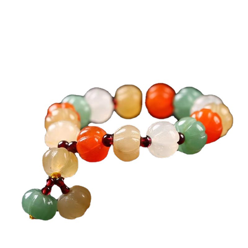 Manufacturers Wholesale Xinjiang Gobi Gold Silk Jade Bracelet Pumpkin Color Jade Bracelet Jade Jade Jade Supplies Item Picture