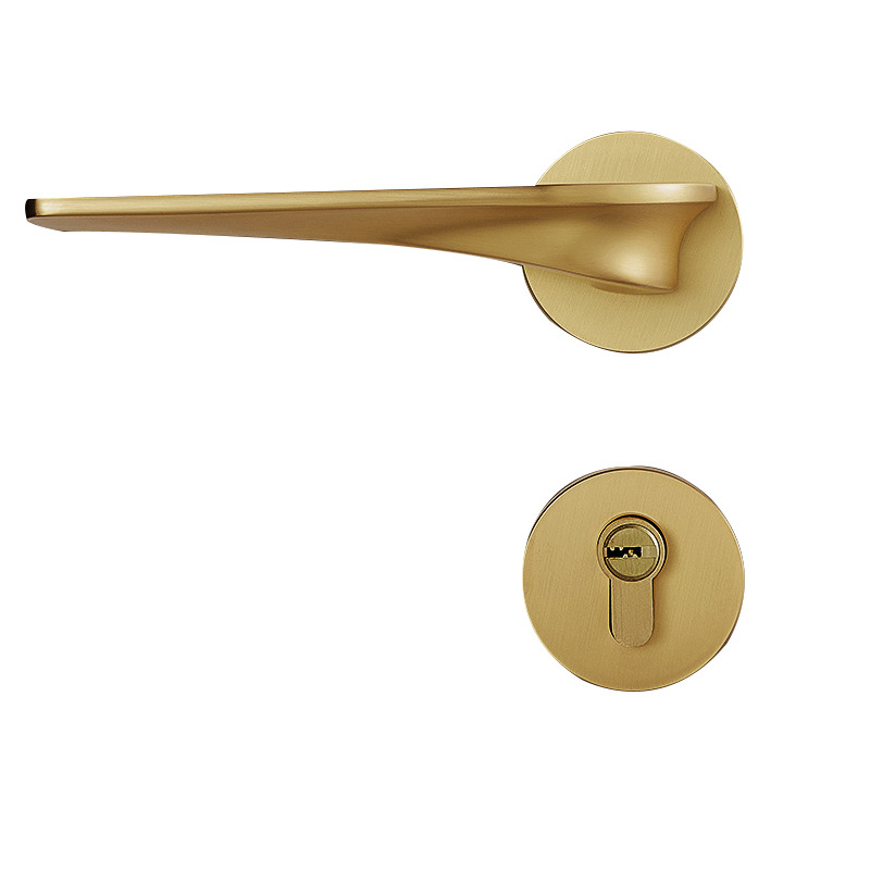 All Copper Gold Door Lock Pure Copper Simple Light Luxury Bedroom Door Mechanical Door Lock Solid Wood Door Handle Lock Wholesale Item Picture