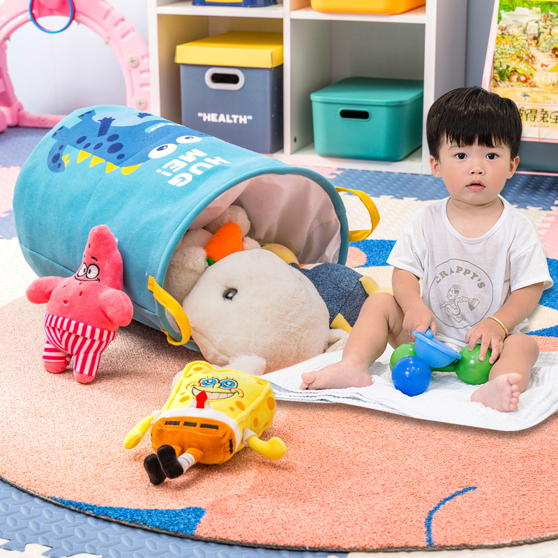Children's Plush Toy Storage Box Basket Bucket Large Capacity Laundry Basket Baby Organizer Box Bundle Mouth Thick Fabric Bag Specification drawing
