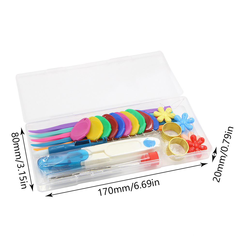 Cross-border multi-style DIY sewing tools 35-piece set, elastic band rod needle threading machine, big eye needle threading machine details Picture