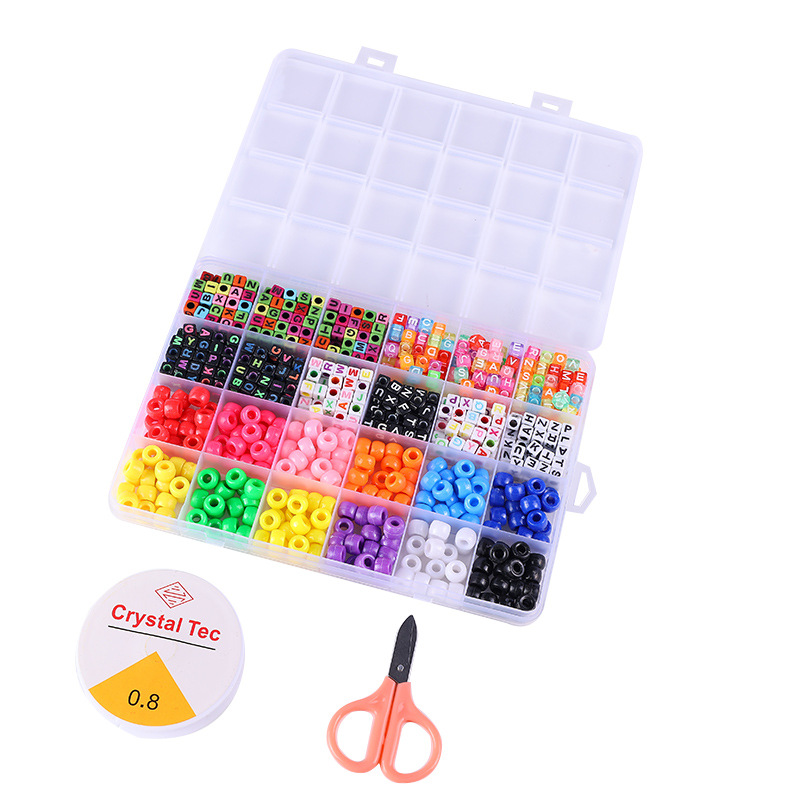 跨境儿童串珠女孩手工宝宝益智玩具项链手链穿珠子DIY筒珠24格