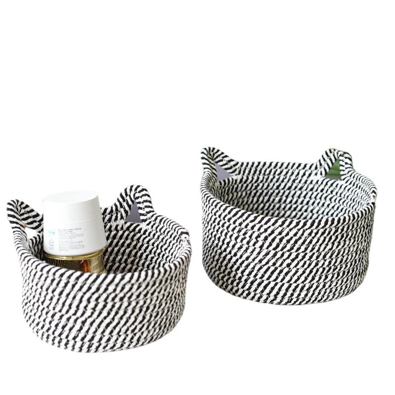 Storage basket, cotton thread, hand-woven cotton rope basket details Picture