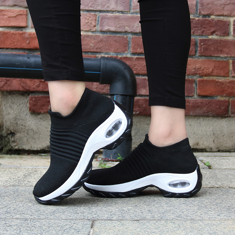 Athleisure Swing Shoes Cross-Border Large Size High Elastic Flying Woven Breathable Shoes Fashion Lightweight Socks Shoes Specification drawing