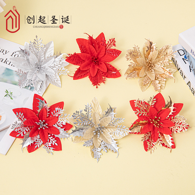 Christmas Gold Powder Christmas Flower Simulation Flower Christmas Wreath Decorative Flower Christmas Tree Decoration Christmas Accessories Application Scenario