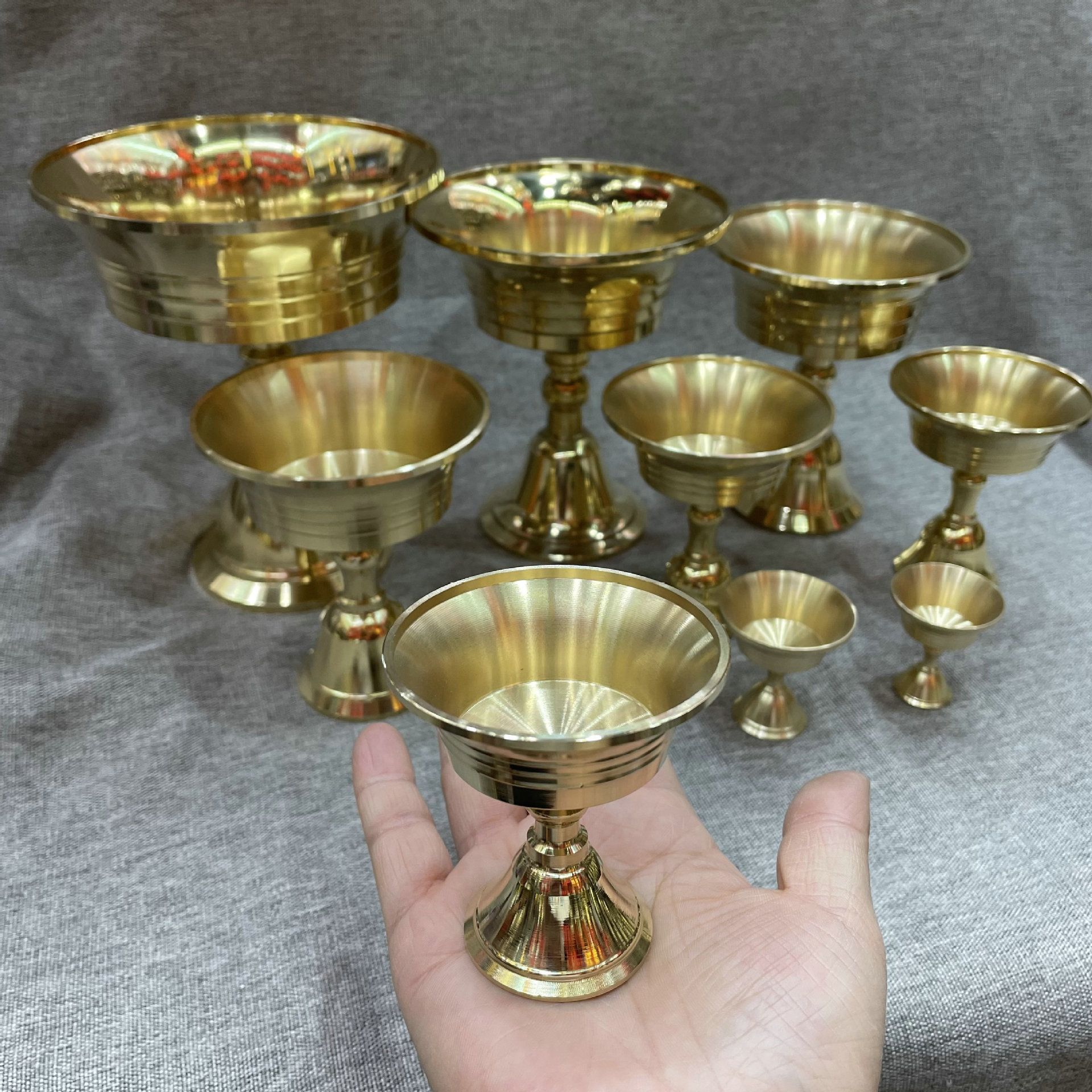 Pure copper butter lamp base, thickened candlestick, high-legged, household solid and liquid dual-purpose oil lamp for offering in front of Buddha