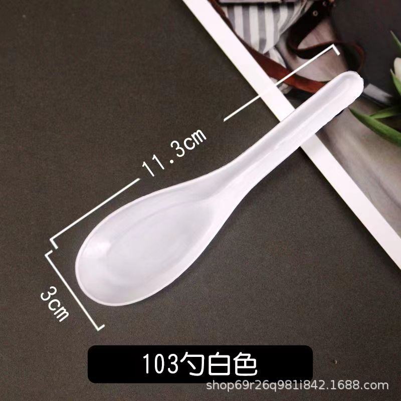 Wholesale of 103 disposable spoons, plastic transparent soup spoons, commercial takeout fast food packaging spoons, small spoons Item Picture