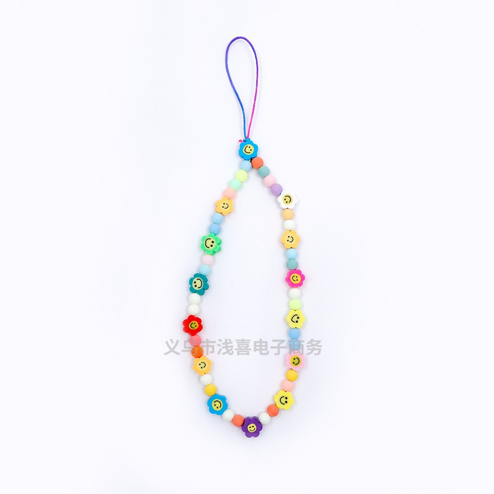 European and American soft clay phone chain, colorful fruit anti-loss creative phone case hanging decoration, flower heart phone lanyard Item Picture