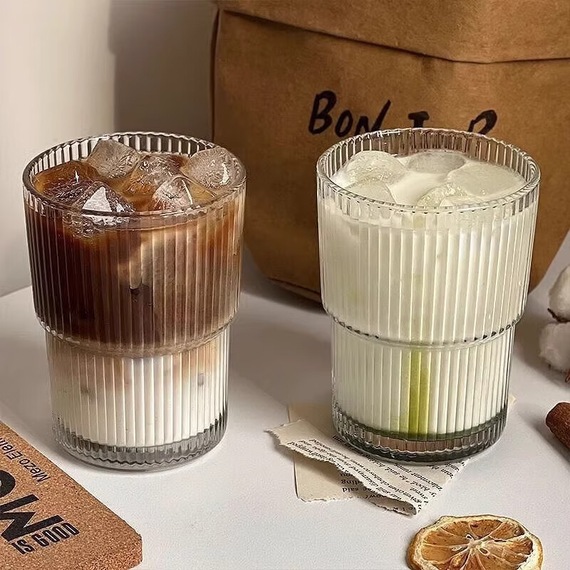 创意水杯条纹竹节杯玻璃杯批发货源ins高颜值家用办公室咖啡杯子图
