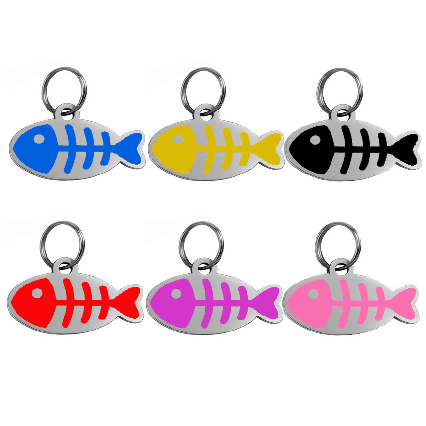 Pet collar tag, cartoon fishbone cat necklace, jewelry pendant, anti-loss engraved, outdoor pet dog tag accessory Specification image