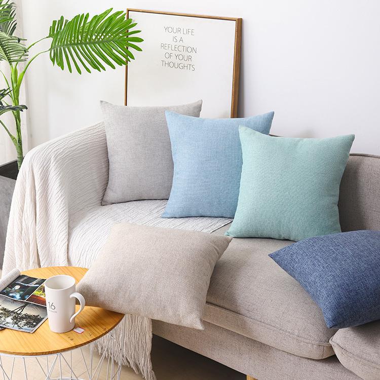 Fujikawa Island simple cotton and linen throw pillows, thick cushions, home sofa cushions, back for living room, car waist for office Application Scenario