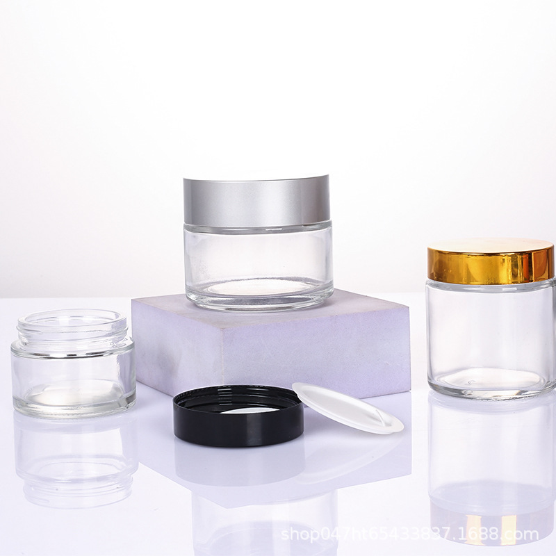 Transparent glass cream bottle, eye cream empty bottle, cosmetic portioning bottle details Picture