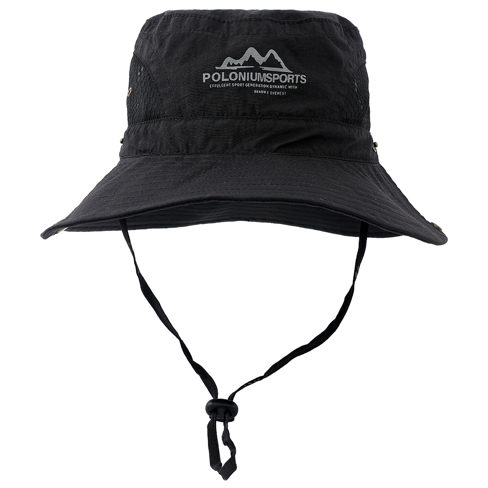 New Men's Sun Protection Mountain Climbing Windproof Rope Fisherman's Hat Sun Outdoor Large Overhang Visor Hat Men's Summer Basin Hat Item Picture