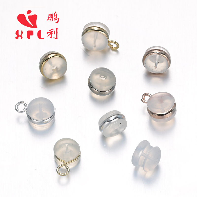 Hamburguesas anillos de silicona tapones redondos orejeras DIY accesorios orejeras anti-caída pendientes de silicona de emergencia tapones de oreja al por mayor Item Picture
