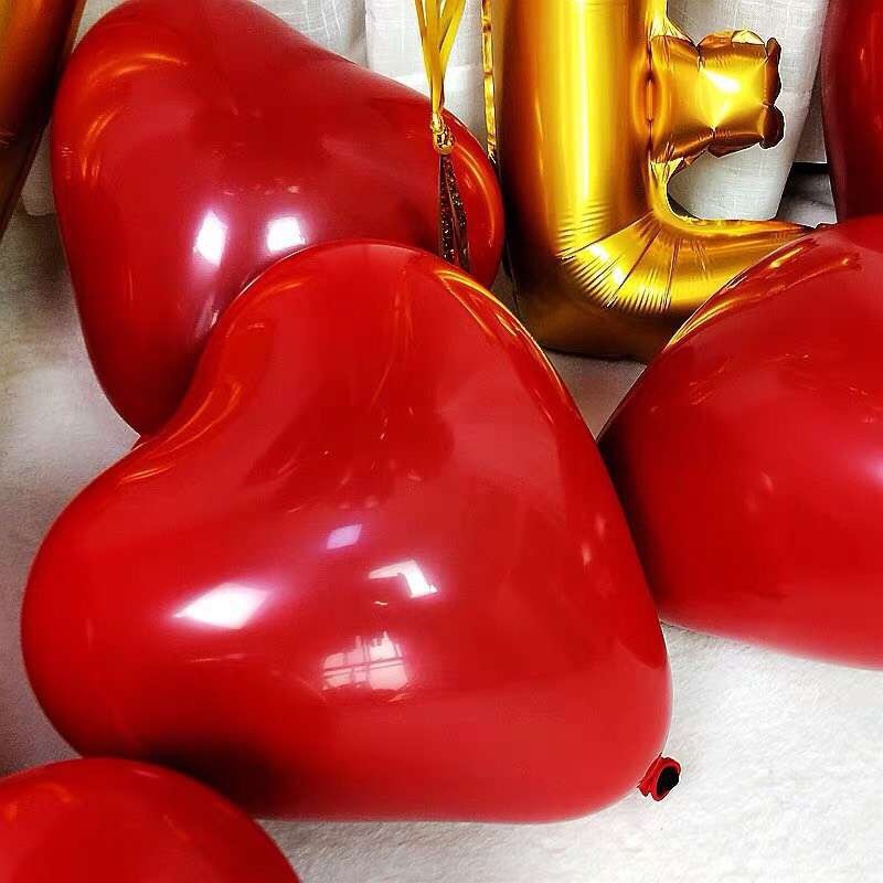 双层加厚浪漫婚庆心形石榴红气球马卡龙气球婚房装饰节日爱心气球详情图3