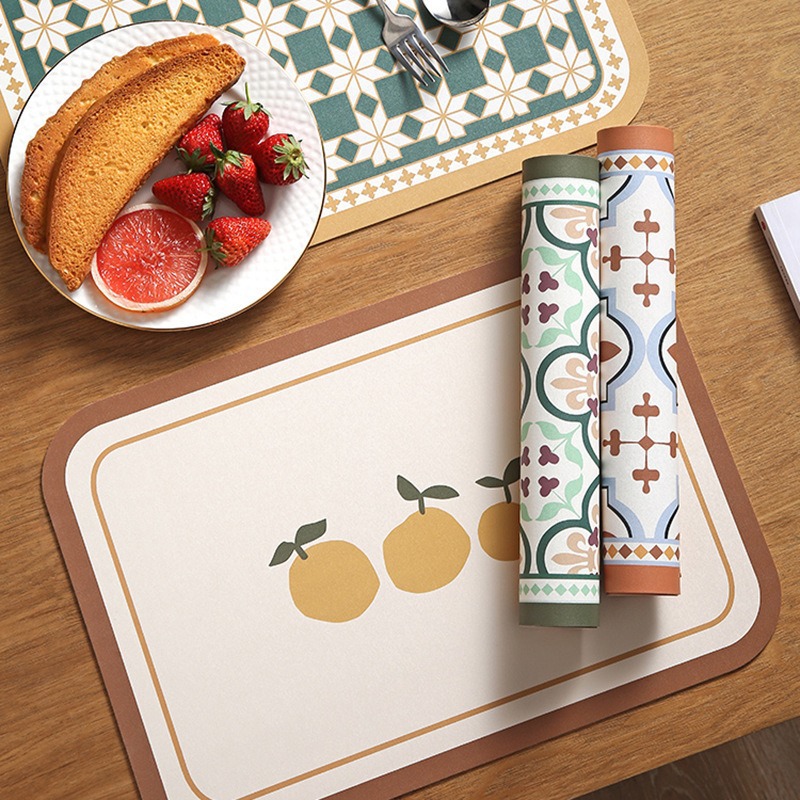 Nordic pastoral style placemat heat insulation mat waterproof and oil-proof American light luxury table mat square printed senior sense table mat Specification drawing