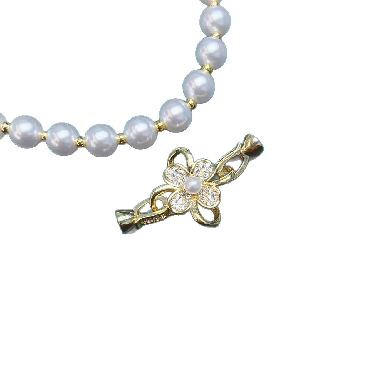 New non-fading pearl necklace clasp with copper plated with real gold, 18K flower micro-inlaid zircon bracelet clasp accessory Item Picture