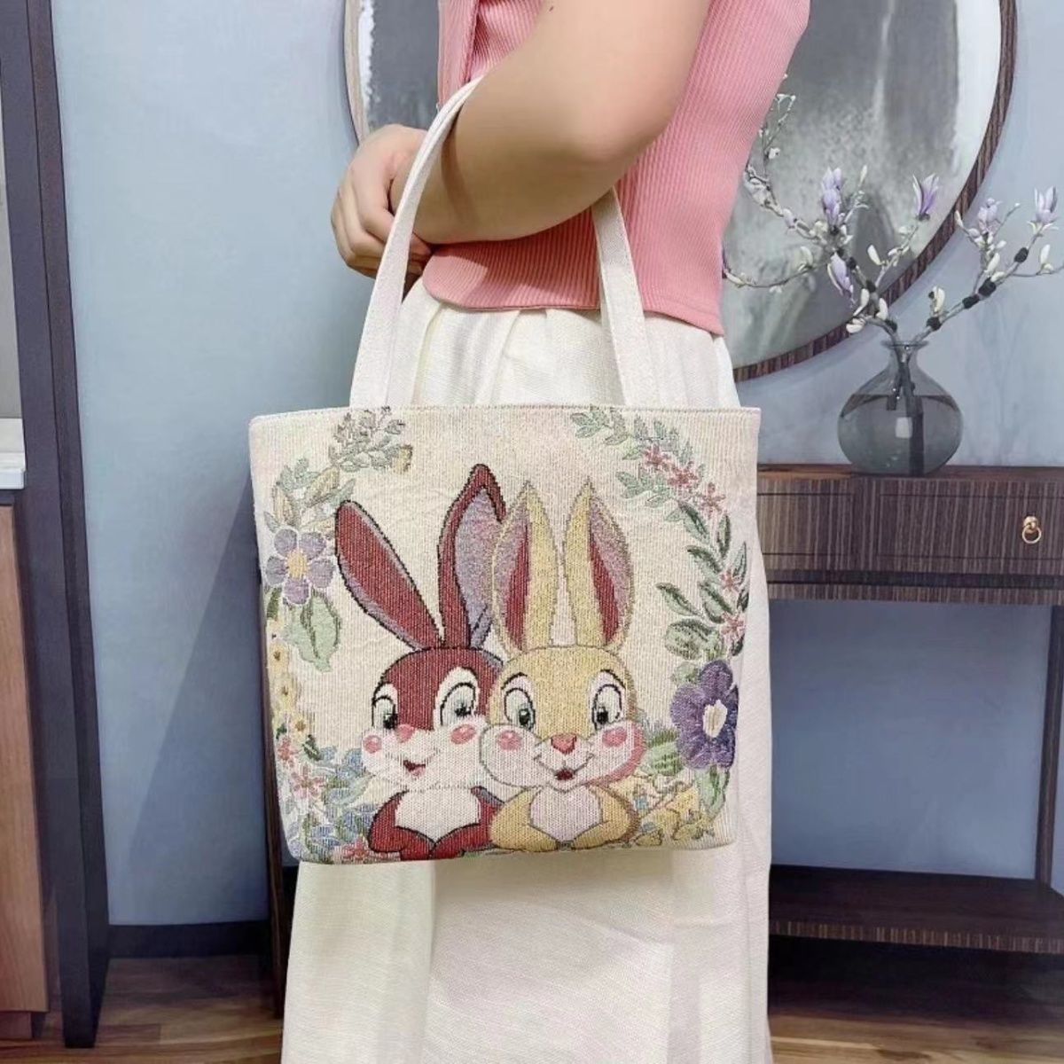 2025爆款双面提花刺绣帆布包民族风时尚手提包手拎外出露营手提包详情11