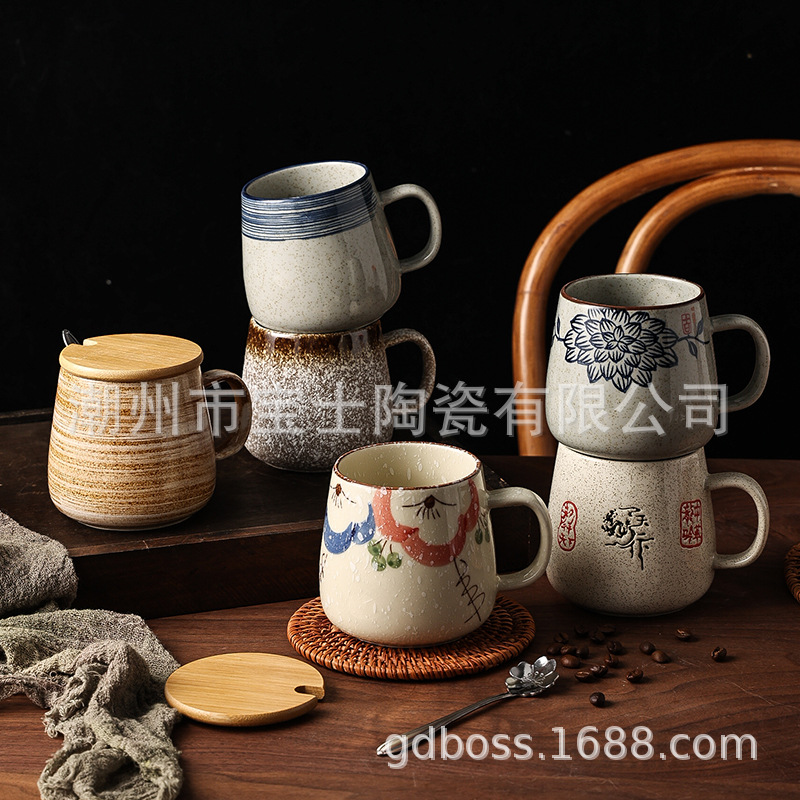 Free shipping, Japanese-style mug, retro couple's home dining room, breakfast, milk, oatmeal, large capacity ceramic cup Application Scenario