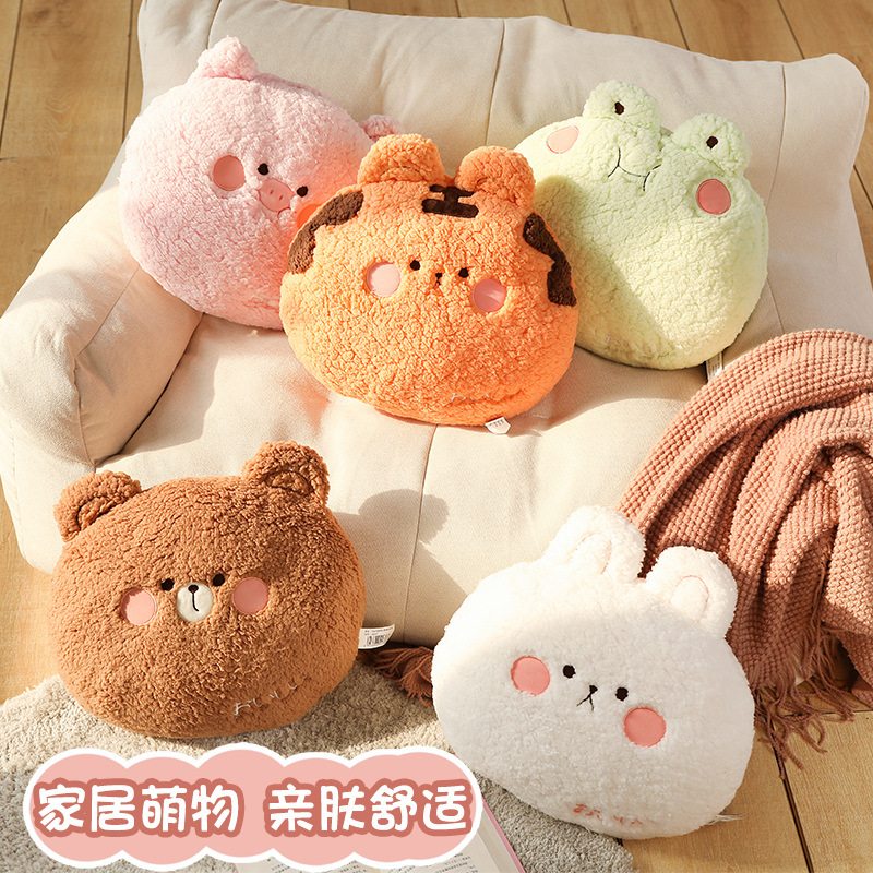 Simple Cute Animal Head Pillow Cotton Wool Cartoon Doll Office Lunch Break Pillow Sofa Chair Cushion details Picture