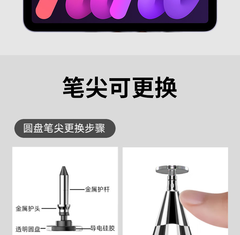 【升级三合一】全金属磁吸触屏笔适用手机平板ipad华为剪辑电容笔详情14
