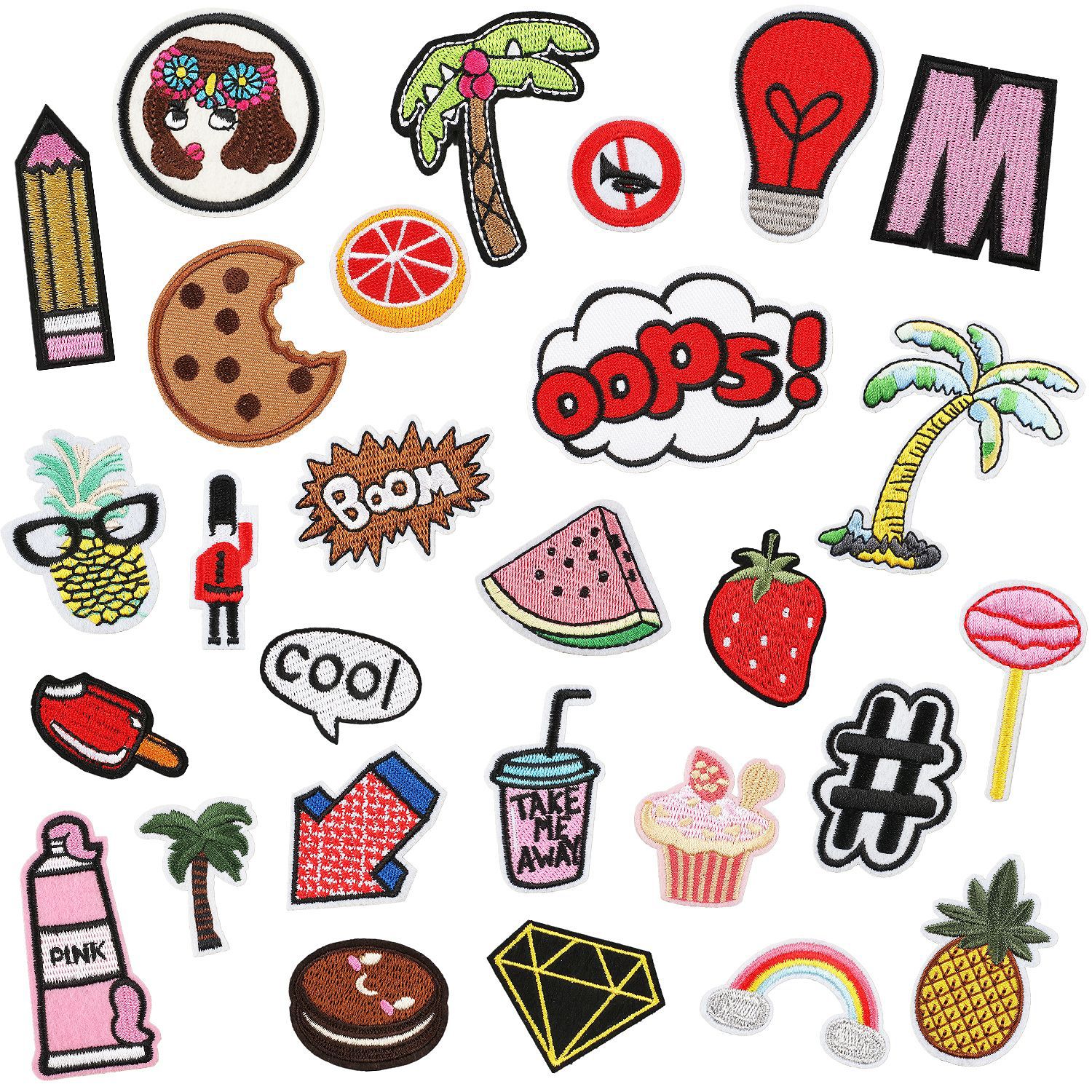 Xiao Day 28 Mixed Embroidery Cloth Patch Cartoon Fruit Patch Strawberry Computer Embroidery Ironed Alphabet Embroidery Mark