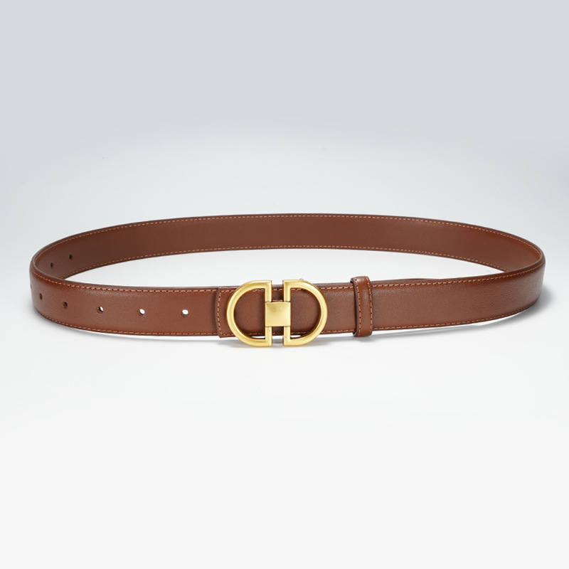 女士腰带双面真皮平滑扣高品质束腰带配连衣裙装饰纯牛皮皮带女潮详情20