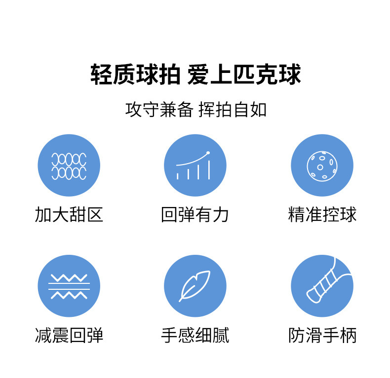 pickleballpaddle JOOLA同款工厂直销碳纤维布纹磨砂匹克球拍16mm详情3