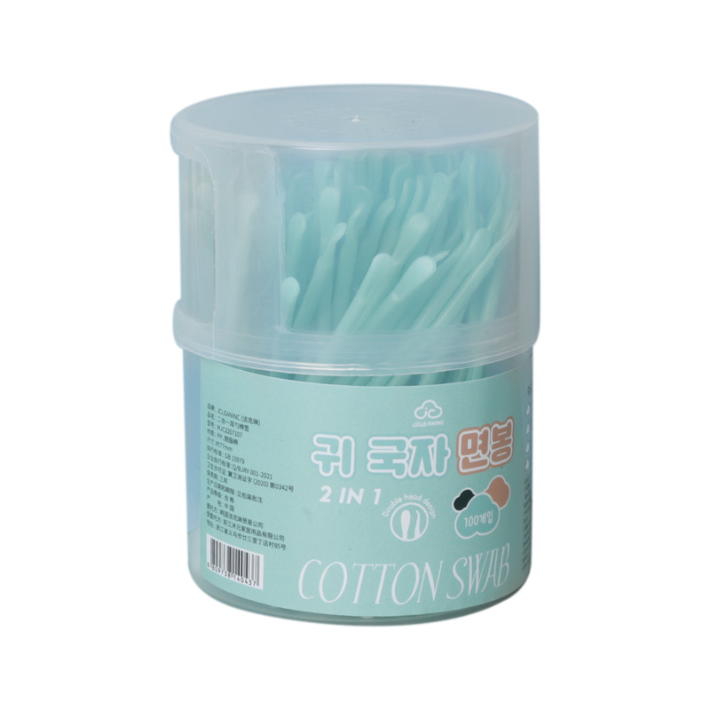 Dual-purpose ear scoop cotton swab 100 drum box ear pick creative double-head cleaning cotton swab ear cleaner Item Picture