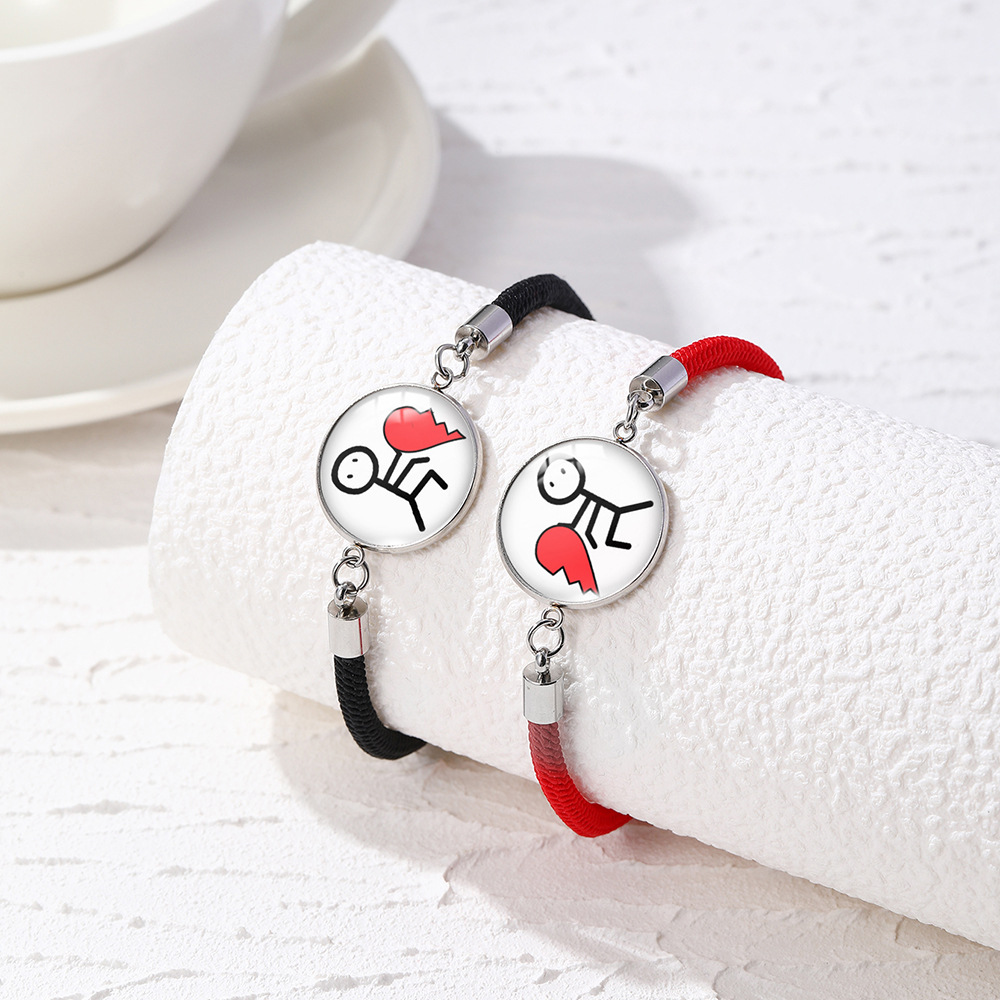 Cross-border 2024 Sun Moon lovers stainless steel time Gemstone woven bracelet Valentine's Day couple bracelet Moon bracelet Application Scenario