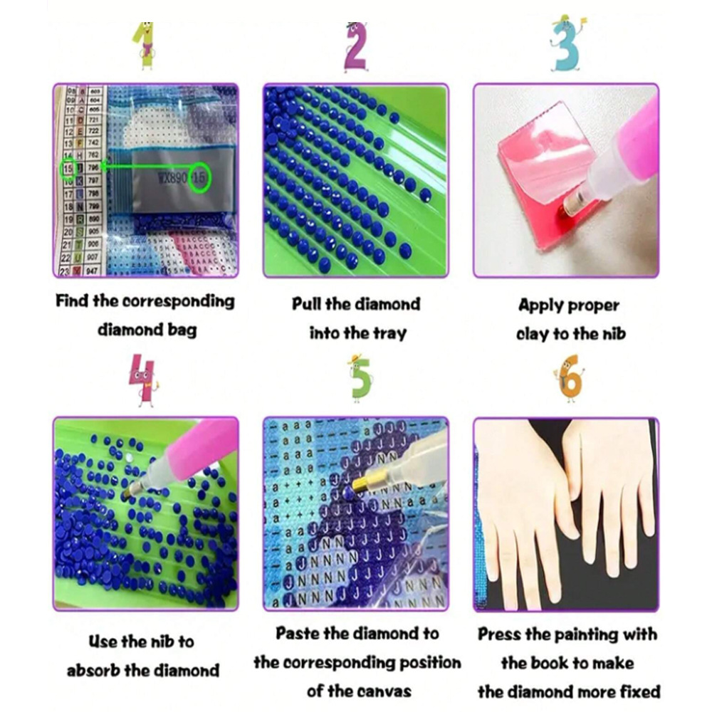 Wholesale of new framed diamond paintings for children, DIY decorative items with hand-stuck diamonds, cartoon handcrafted material packages Specification image